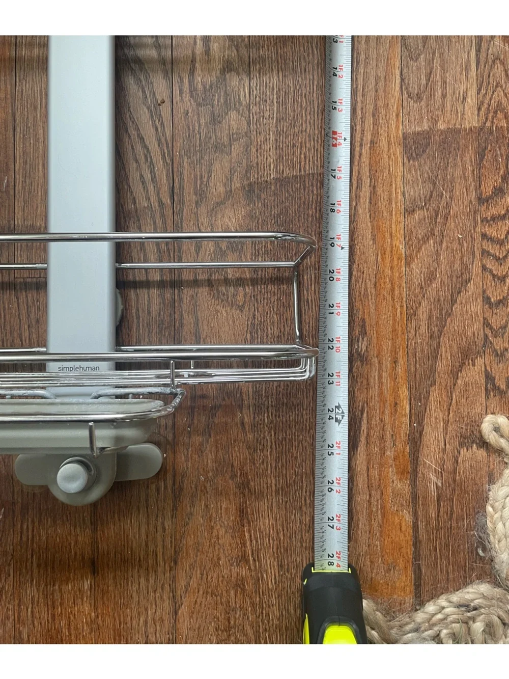 Simplehuman Silver and Gray Two-Tier Adjustable Shower Caddy